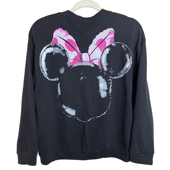 Zara Disney | Minnie Mouse Sweatshirt Black Women's Size Med 100% Cotton - Picture 2 of 5